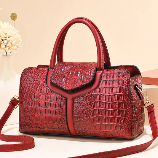Bag Women New Fashion Crocodile Pattern Handbag | Large Capacity Casual Shoulder Messenger Bag (Purses &amp; Handbags)