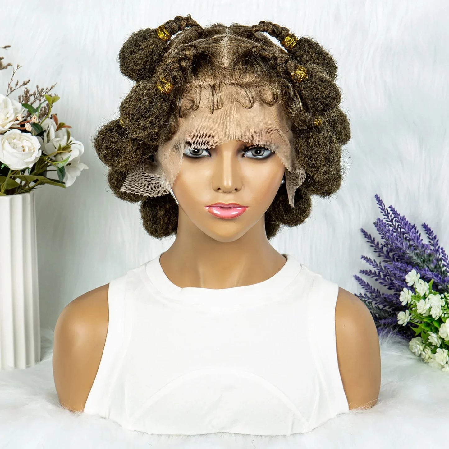 KIMA HD Full Lace Bantu Knot Braids Wig | Knotless Box Braids