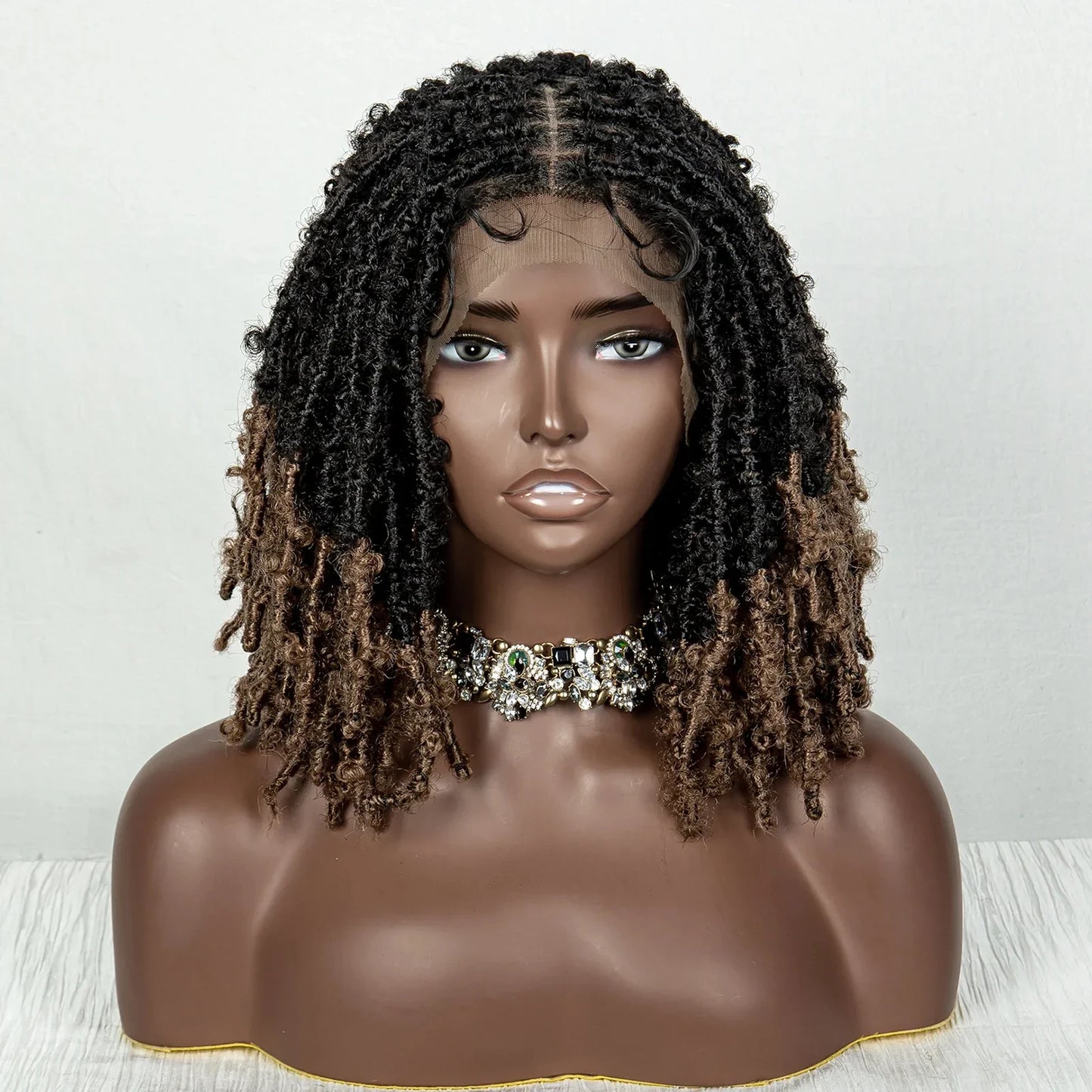 14" Butterfly Locs Crochet Braids Bob Wig | Lace Front