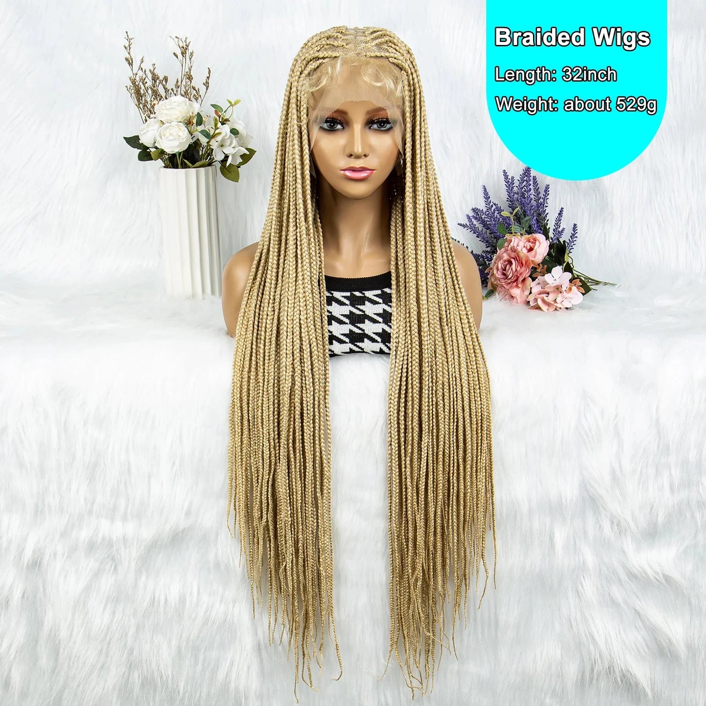 613 Blonde HD Full Lace Braided Wig | Knotless Box & Cornrows | Crochet Braids | Synthetic
