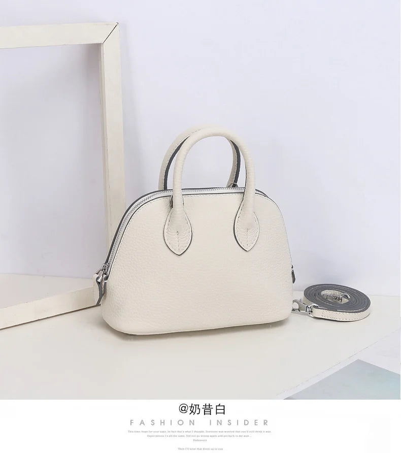 Shell Bag Women's Messenger Bag | Cow Leather Simple Shoulder Bag & Fashion Ladies Classic Handbag (Small Mobile Phone Crossbody Bag)