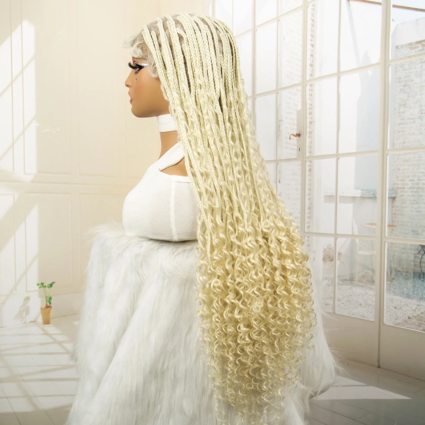 36" Blonde Box Braided Wig | Full Lace | Knotless Braids | Bohemian Style | Kanekalon Synthetic Hair