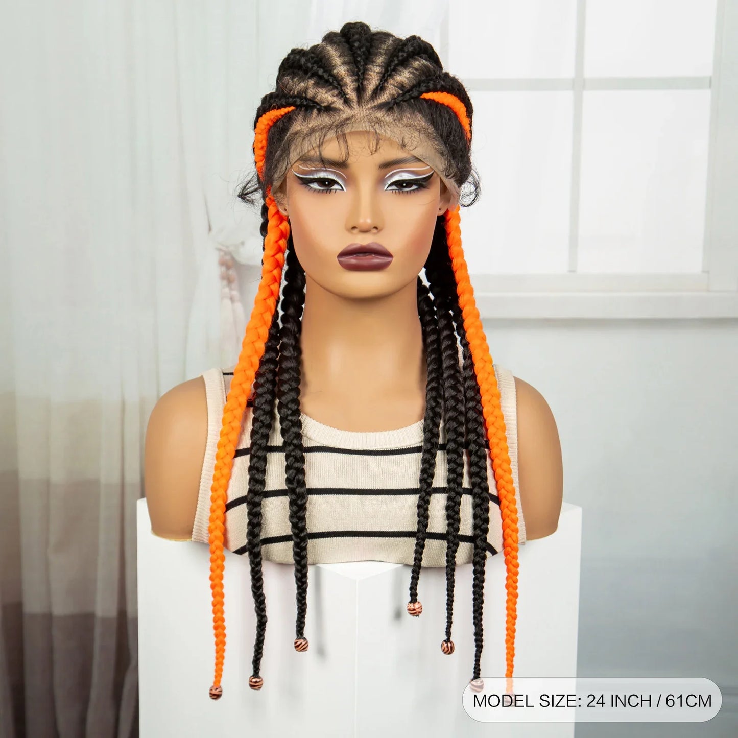 Natural Afro Kinky Curly Cornrow Braids Wig | Full Lace | Baby Hair