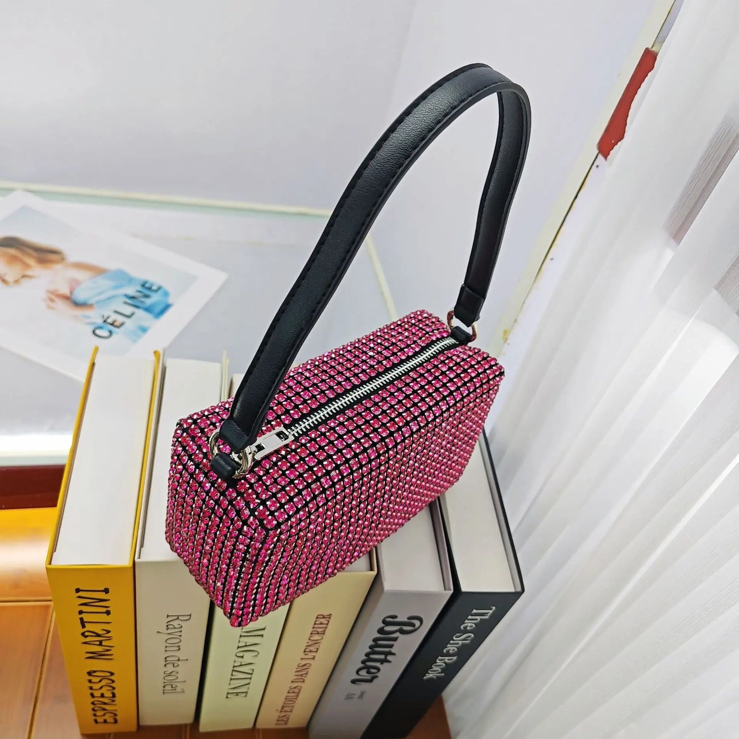 Super A Rhinestone Light Luxury Bag | Women's Summer High-End Texture Messenger & Portable Dinner Bag (Shiny Full Diamond Crossbody)