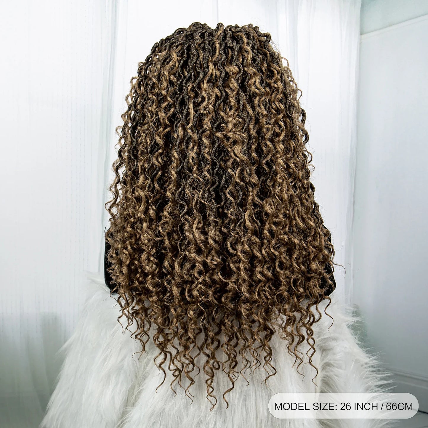 Burgundy 26" 99J Knotless Box Braids Wig | Curly Ends | Faux Locs | Swiss Lace Front | Braided Wigs for Black Women