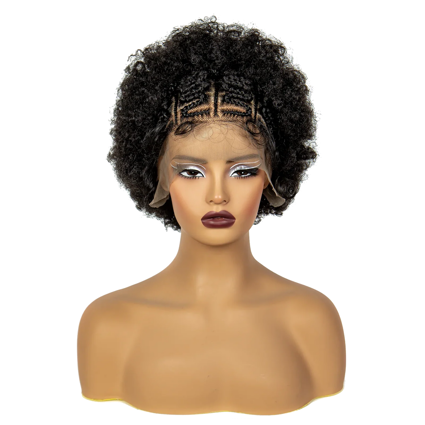 8" Natural Afro Kinky Curly Braids Wig | 13x6 Lace | Baby Hair | Bouncy Curls