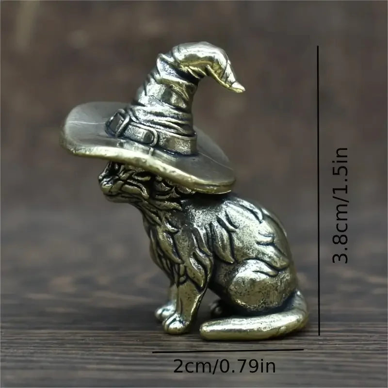 Copper Craft Brass Solid Cat Owl Statue Creative Animal Desk Ornaments Desktop Home Decoration Collectible Cute Statue Ornament