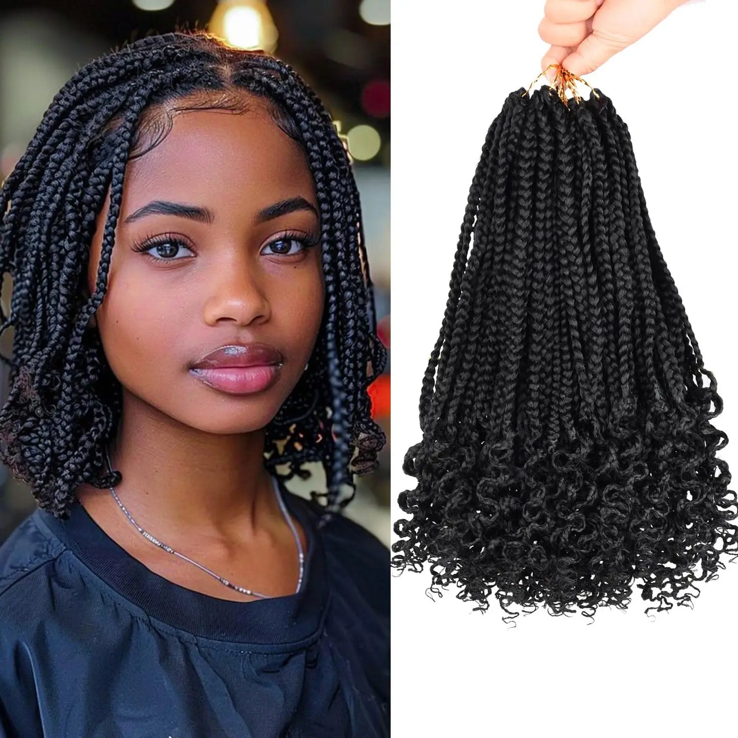 Pre-Looped Box Braids Crochet Hair with Curly Ends | 3X Soft Boho Braids
