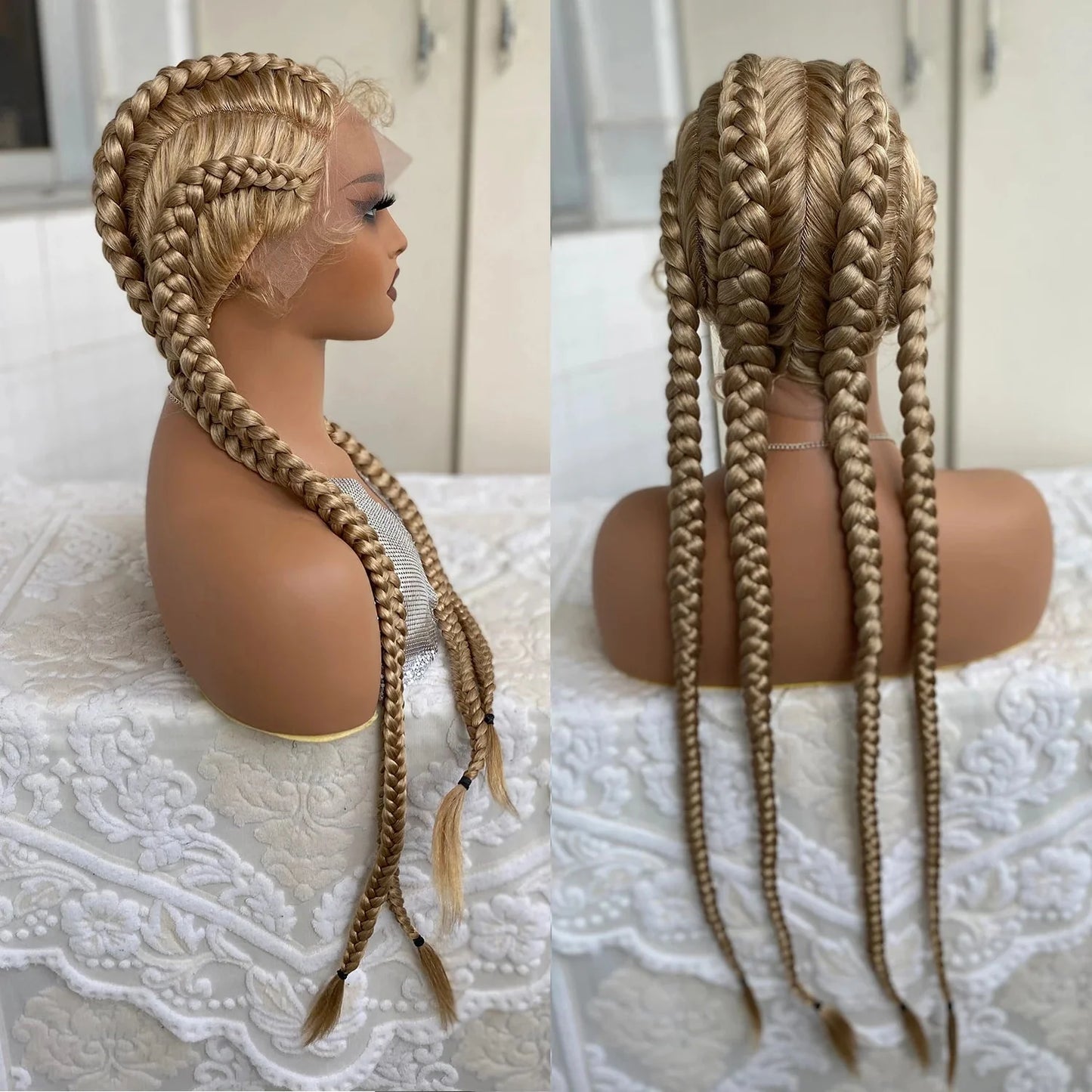 32" Twist Cornrow Braids Wig | Lace Front | Baby Hair | DIY & Cosplay | Synthetic