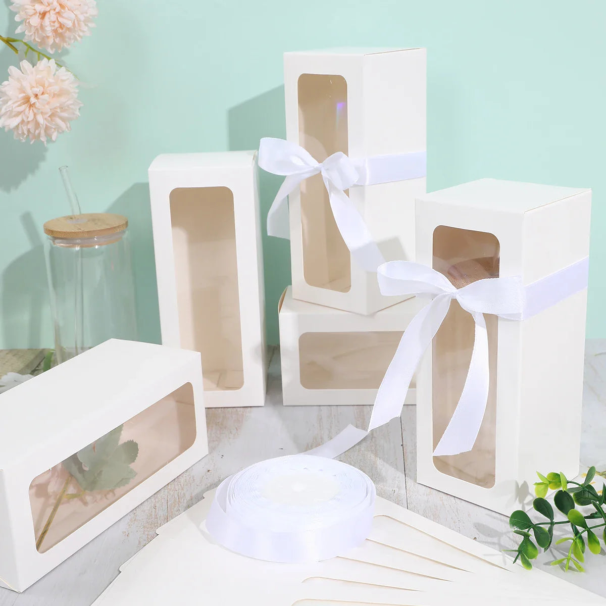10pcs White Black Glass Laser silver Gift Box Glass Display Box Transparent Gift Box Water Cup Jar Sublimation Glass