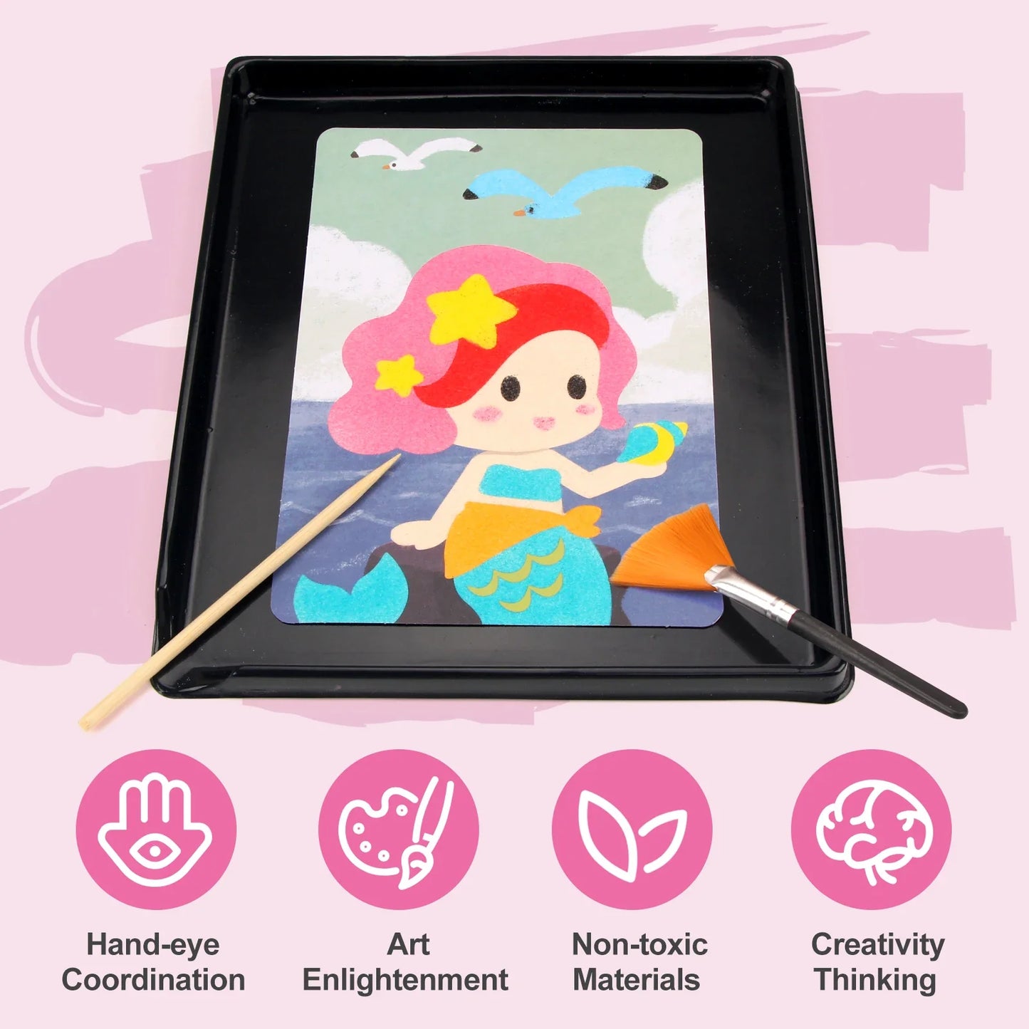 Sand Art Kit DIY Sand Painting Craft 14 Color 12 Princess Sand Painting Cards Montessori Toys Educational Toys for Kids Gifts
