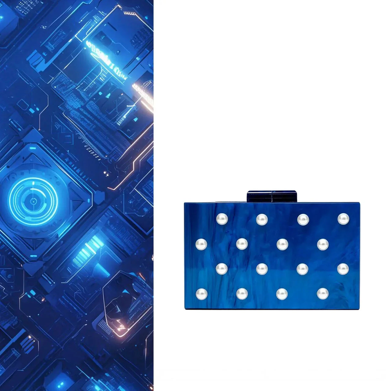 New Hot Sale Acrylic Shell-Shaped Clutch Bag | Women's Designer Evening Party Purse & Cute Birthday Gift (Blue Shoulder Bag)