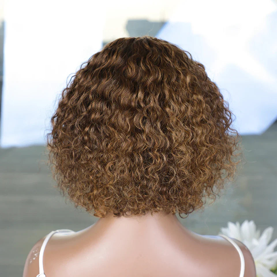 Ombre 99J & Blonde Jerry Curly Bob Wig with Bangs | Glueless "Wear to Go" Human Hair