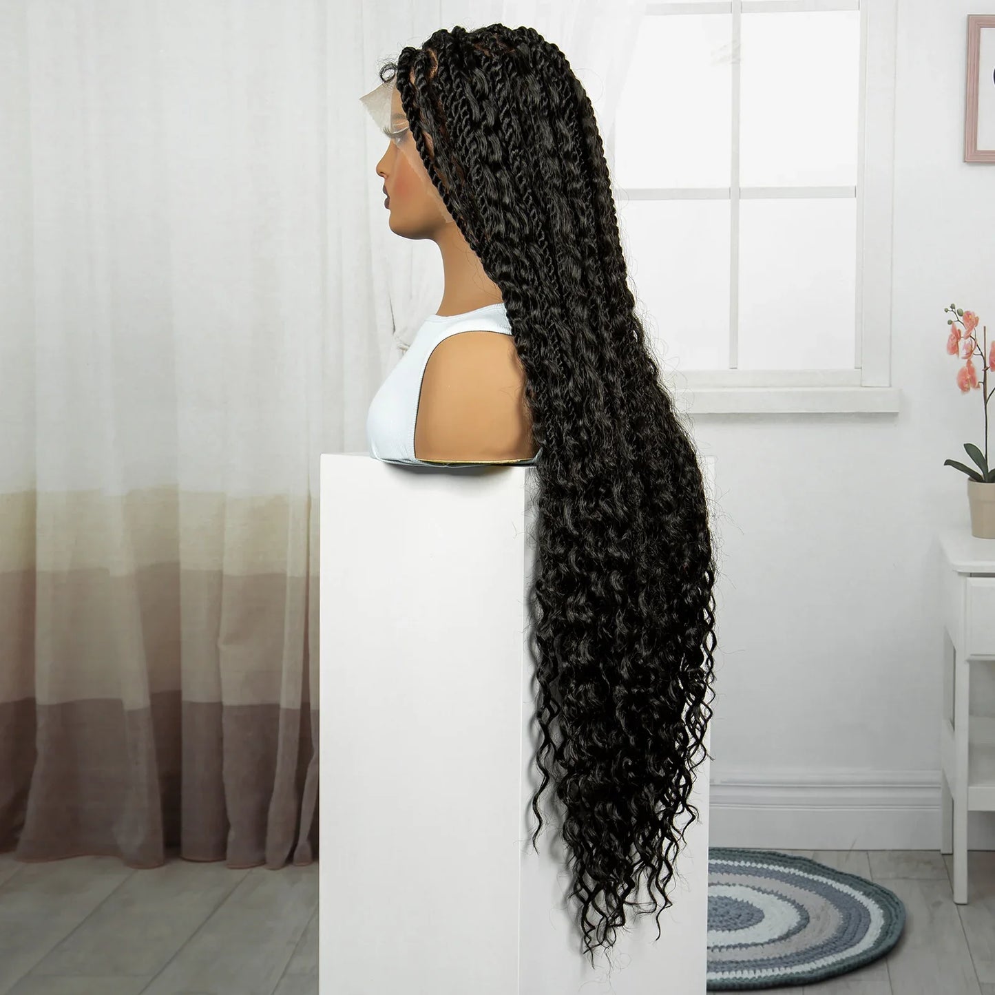 36" Boho Knotless Box Braids Wig | Natural HD Full Lace | Baby Hair
