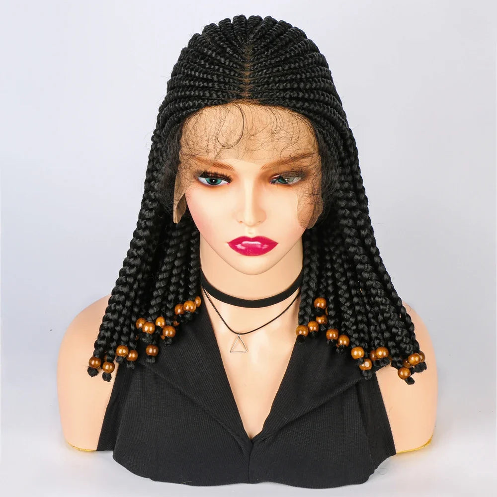 14" Short Braided Bob Wig | Lace Front | Heat Resistant | Black Women