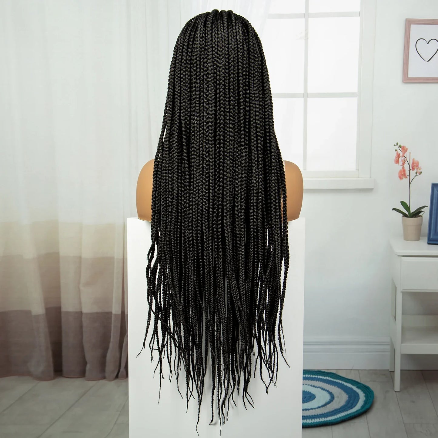36" Purple & Blonde Knotless Box Braids Wig | Lace Front | Baby Hair