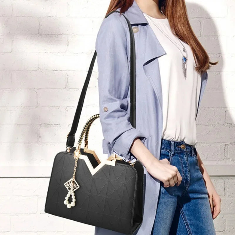Women's Handbag Patchwork Shoulder Messenger | Office Work PU Leather Female Bag & Ladies Luxury Fashion Elegant Tote