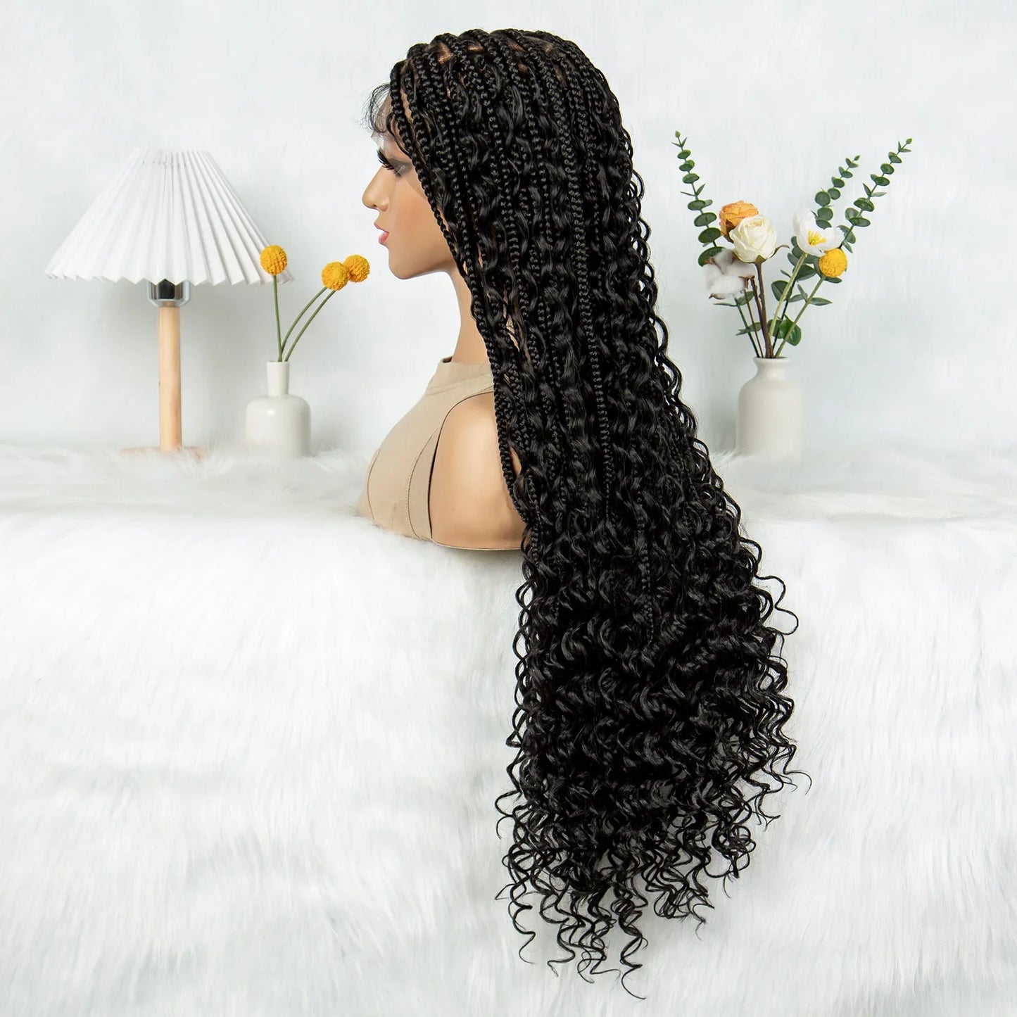 HD Transparent Full Lace Boho Box Braids Wig | Knotless Synthetic