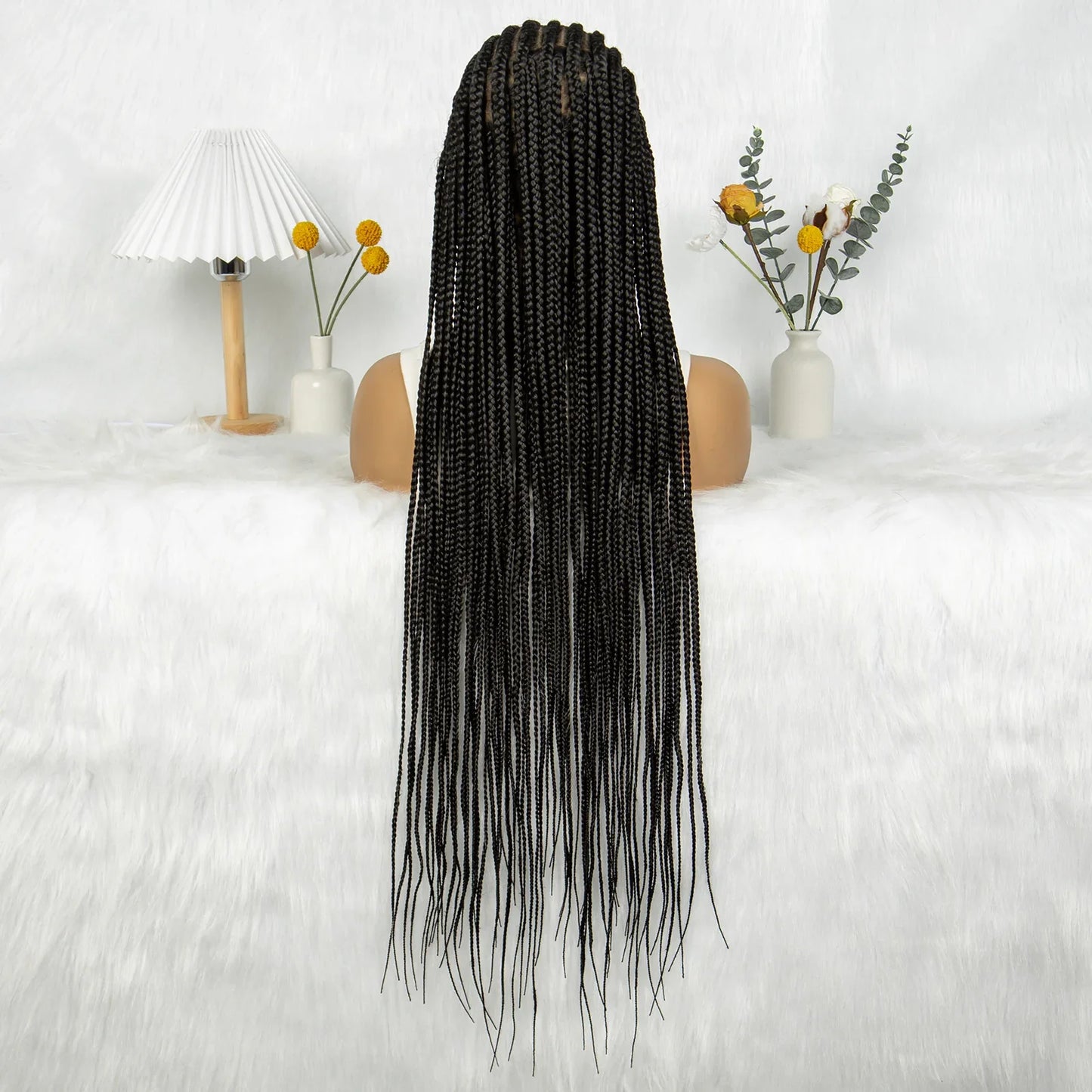 Fulani Stitch Cornrow Box Braids Wig | Transparent Full Lace | Baby Hair | Black Women