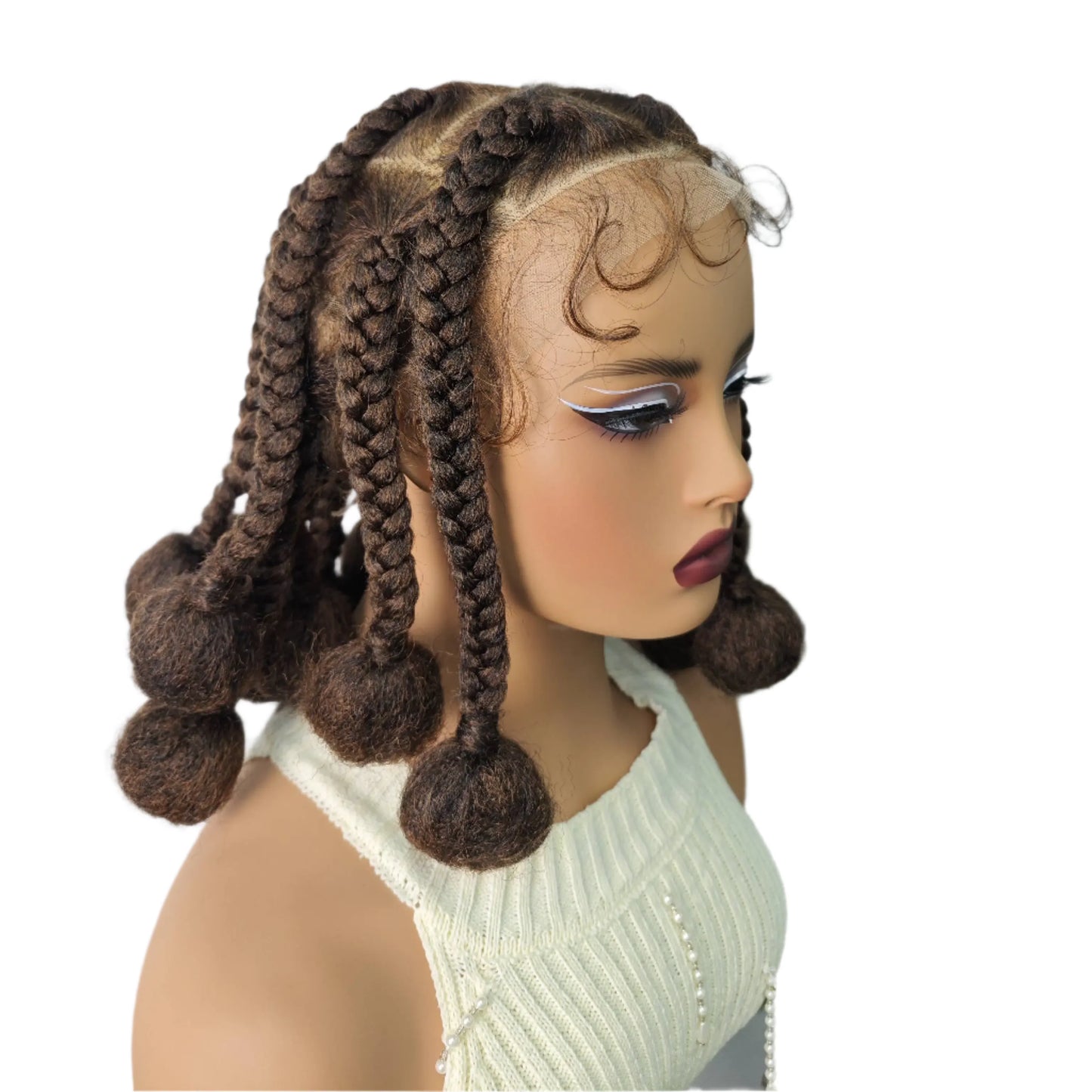 12" Ginger Orange Knotless Box Braiding Wig | Transparent Lace Front Synthetic Hair with Baby Hair