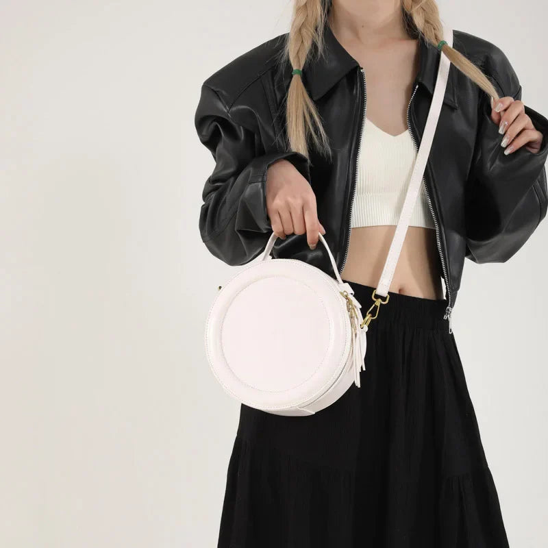 Round Crossbody Bags for Women | High Quality PU Leather Designer Shoulder Bag & Female Clutch Purse (Solid, Soft)