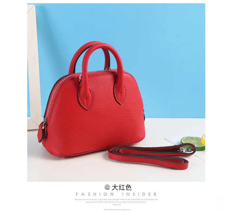 Shell Bag Women's Messenger Bag | Cow Leather Simple Shoulder Bag & Fashion Ladies Classic Handbag (Small Mobile Phone Crossbody Bag)