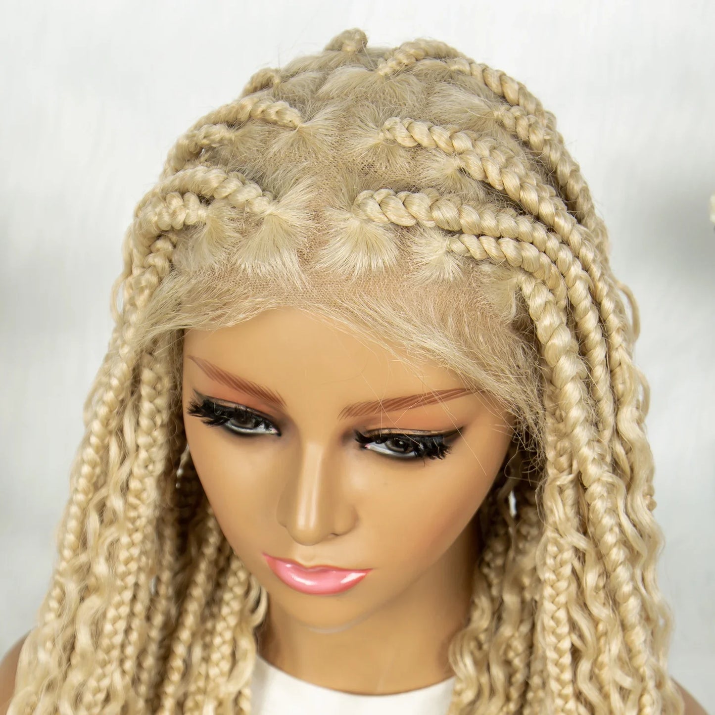 Blonde Bohemian Knotless Box Braids Wig | Transparent HD Full Lace