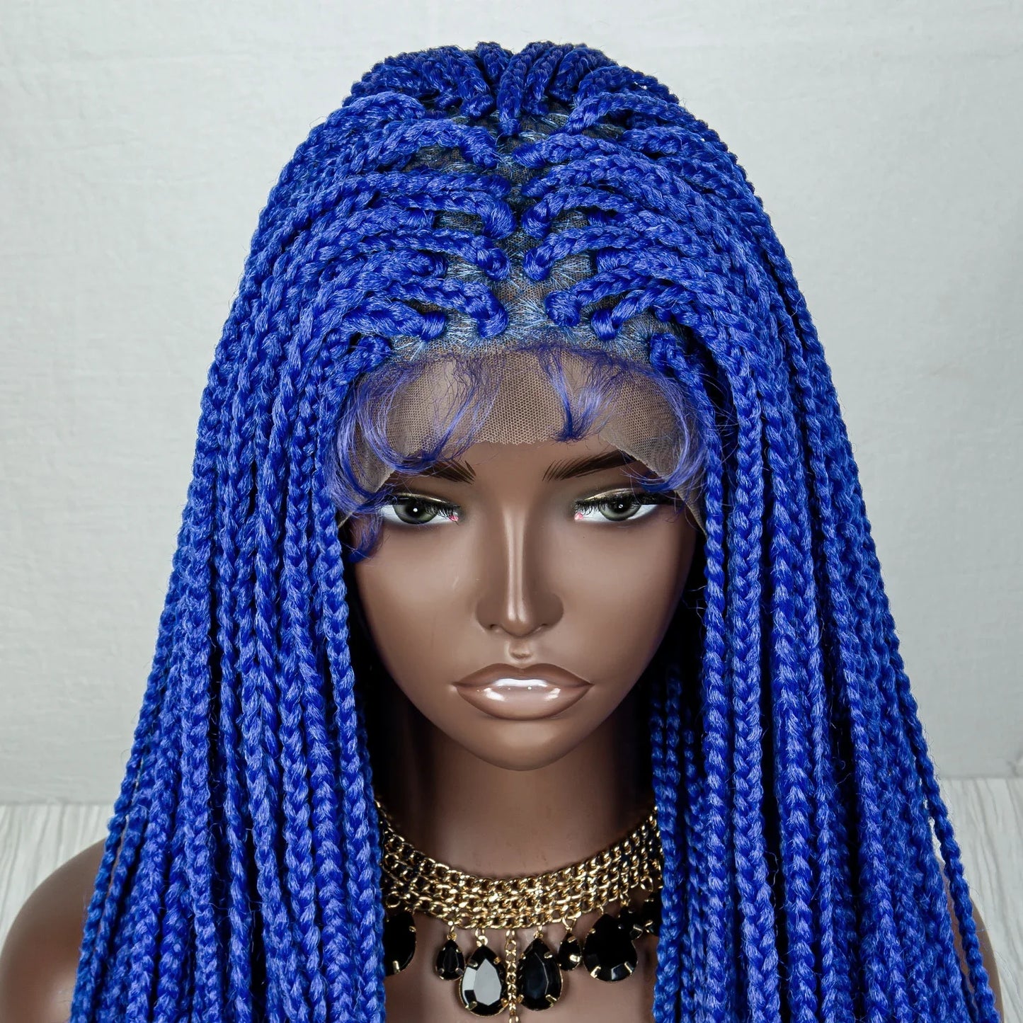36" Pink & 613 Blonde Braided Wig | Water Wave Ends | Lace Front | Baby Hair