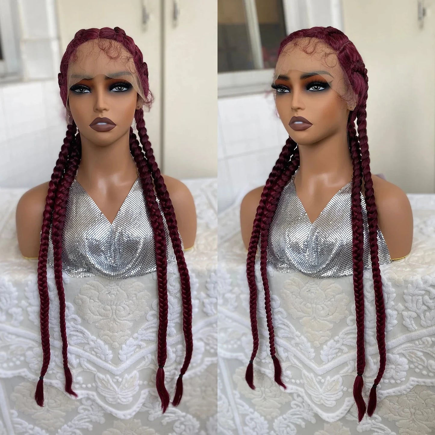 32" Twist Cornrow Braids Wig | Lace Front | Baby Hair | DIY & Cosplay | Synthetic