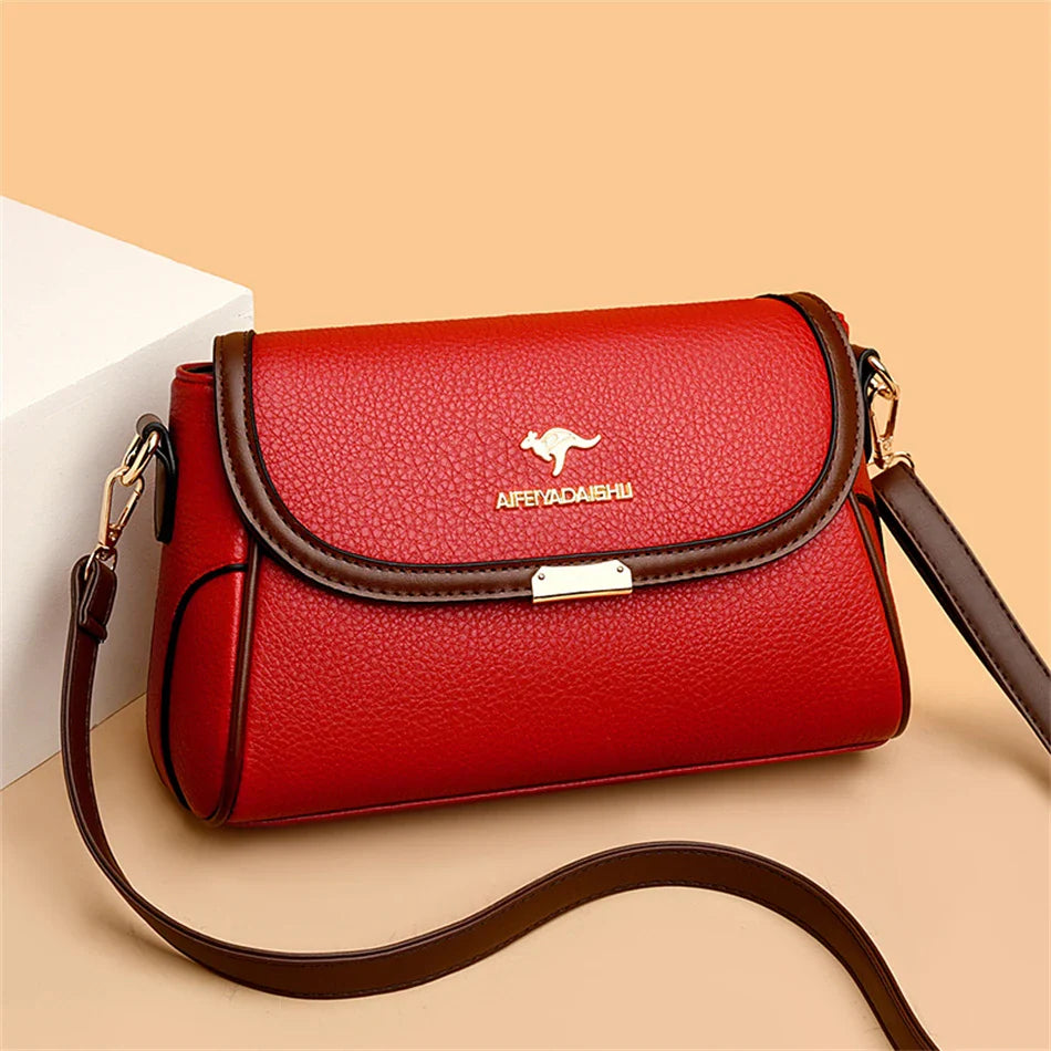 Solid Color High-Quality Leather Small Shoulder Bags | New Messenger Bags with Strap & Designer Crossbody Bag (Sac à Main)