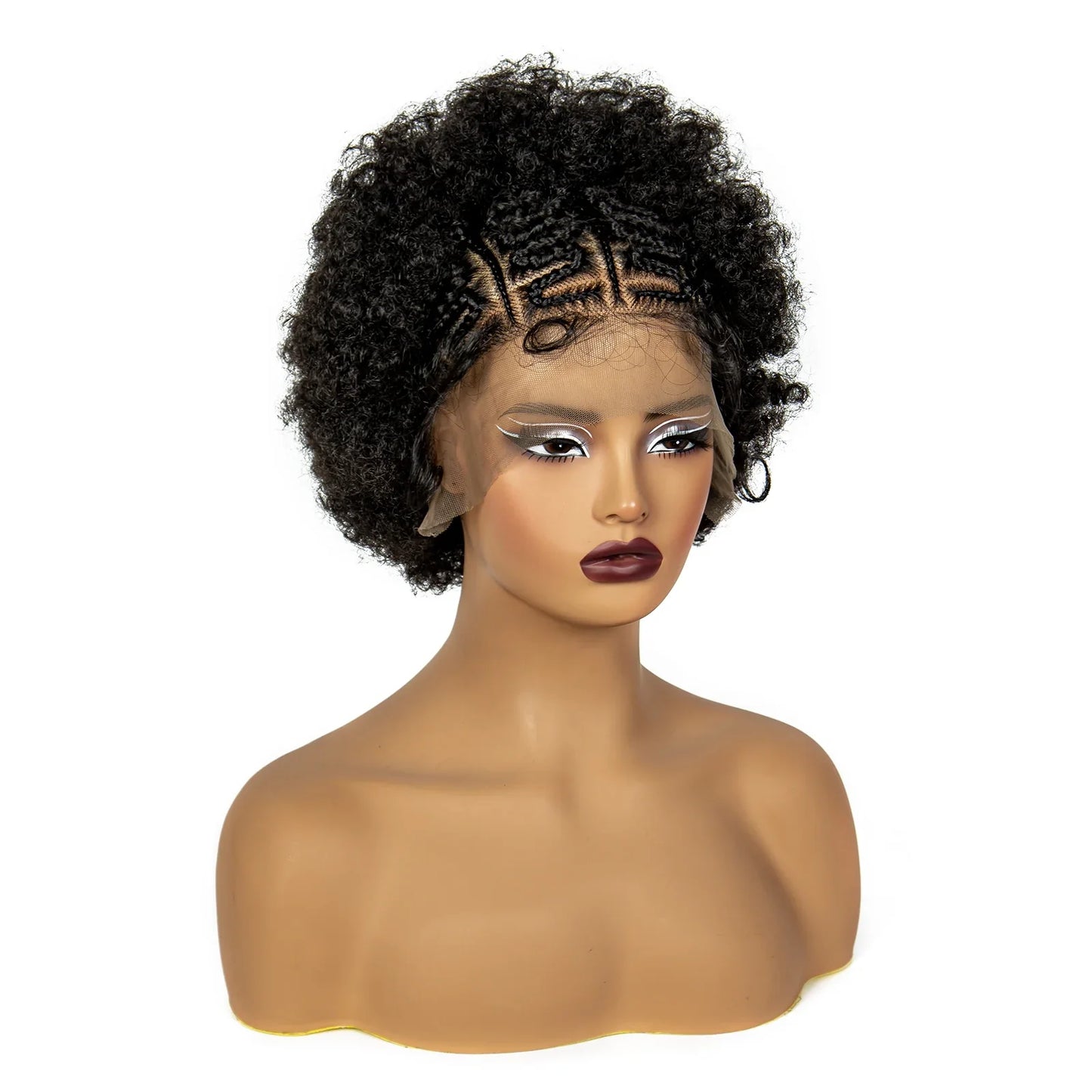 8" Natural Afro Kinky Curly Braids Wig | 13x6 Lace | Baby Hair | Bouncy Curls