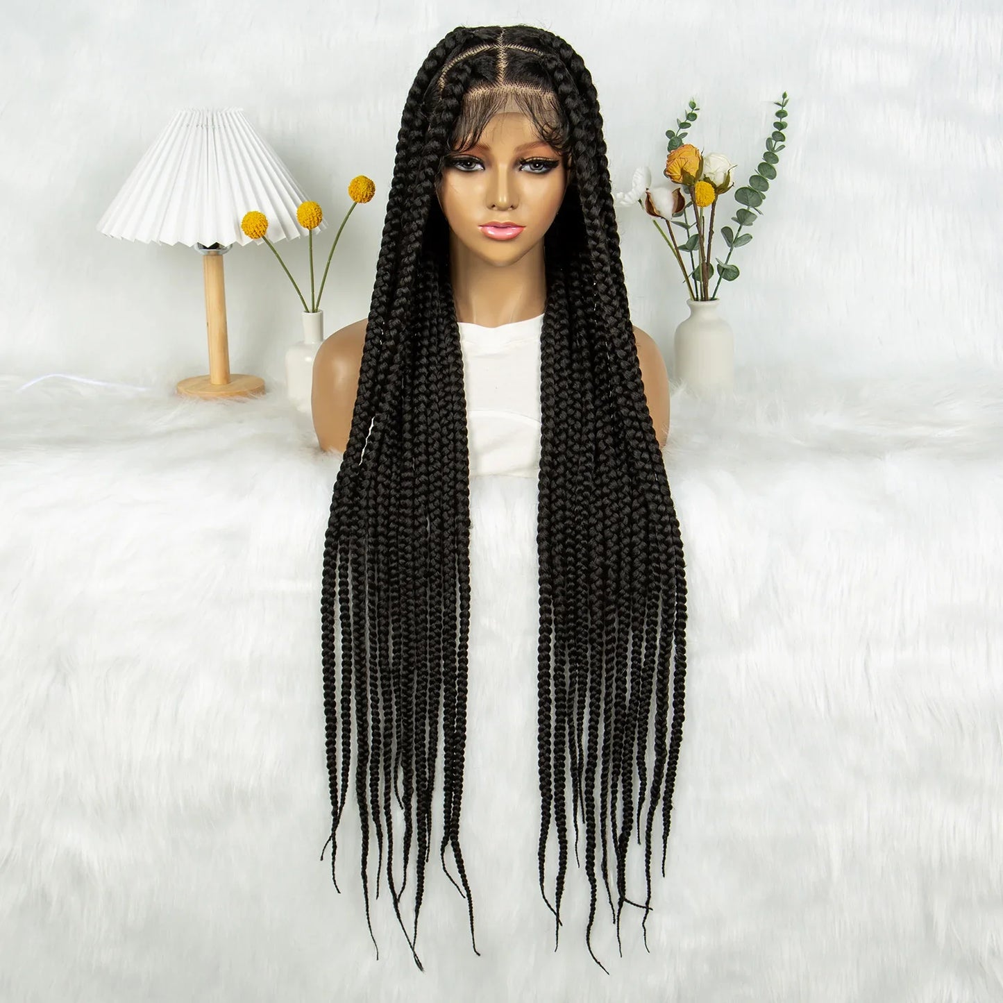 KIMA 36" Colorful Knotless Box Braids Wig | Lace Front & Baby Hair
