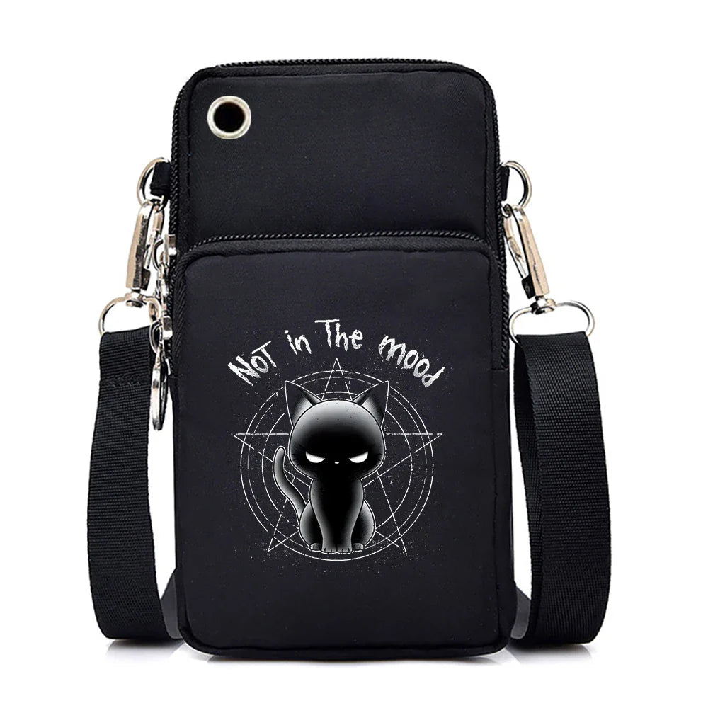 Women's Handbags Black Explosive Coffee Cat Messenger Bags | Female Cartoon Shoulder Bag Purse (Fashion Mobile Phone Crossbody Bags)