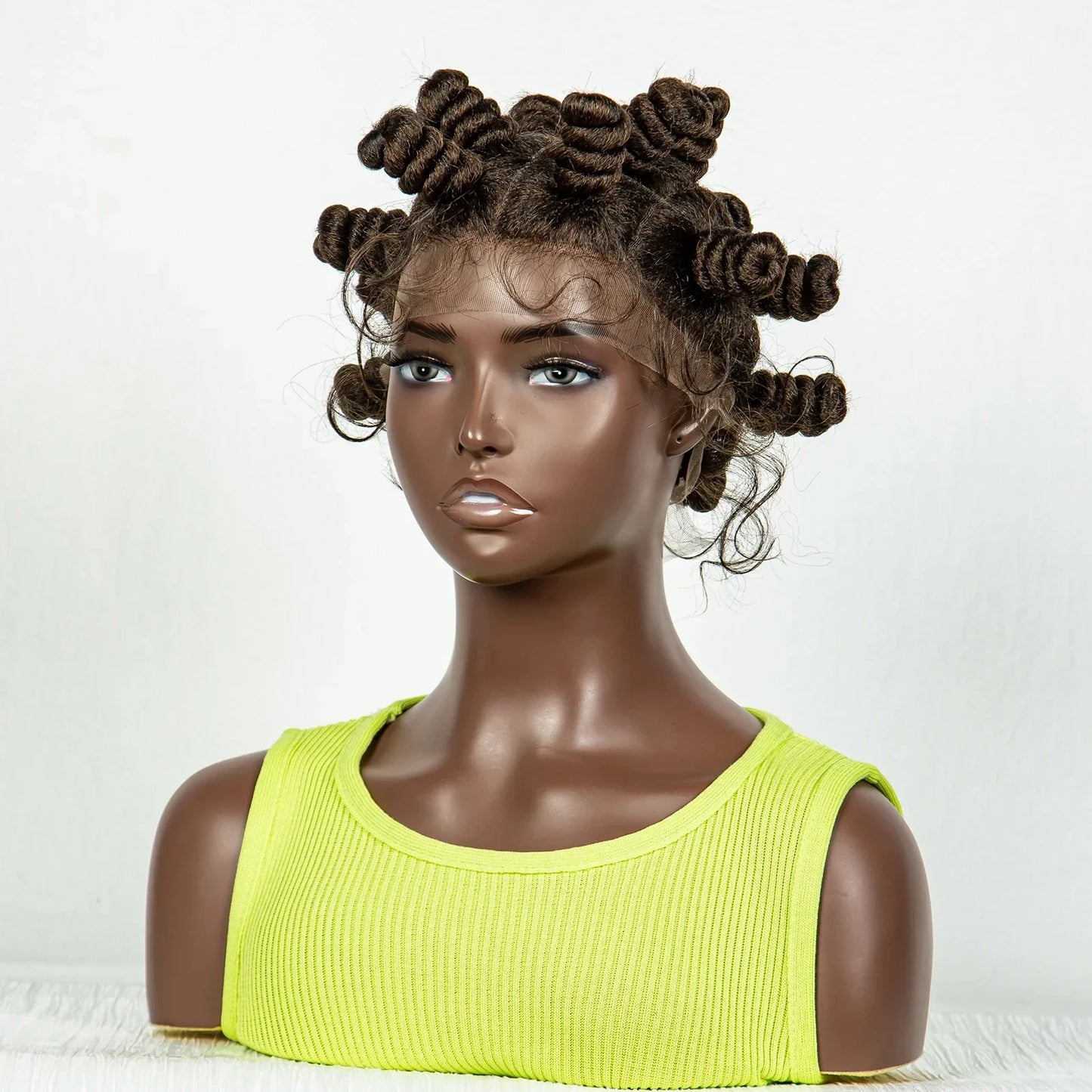 Handmade Knotless Bantu Braids Wig | Full Lace | Colored Braiding Hair