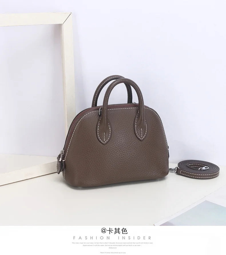 Shell Bag Women's Messenger Bag | Cow Leather Simple Shoulder Bag & Fashion Ladies Classic Handbag (Small Mobile Phone Crossbody Bag)