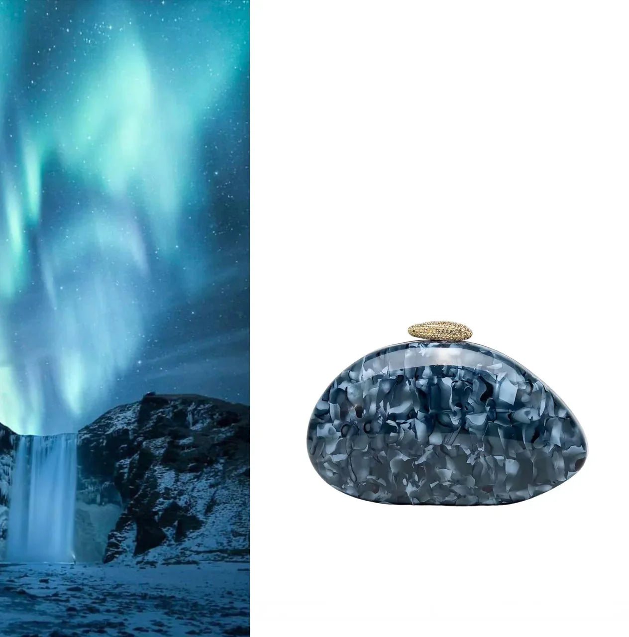 New Hot Sale Acrylic Shell-Shaped Clutch Bag | Women's Designer Evening Party Purse & Cute Birthday Gift (Blue Shoulder Bag)