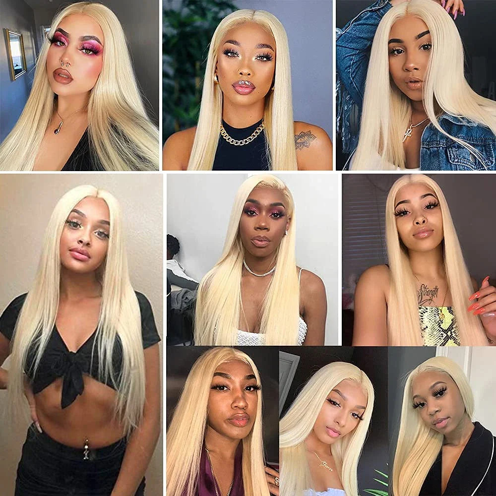 HD Transparent 613 Blonde Lace Front Wig | Bone Straight Brazilian Remy Hair | 200% Density
