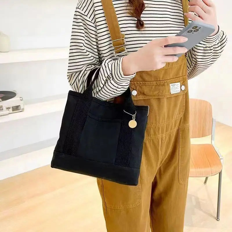 Women's Tote Bag Canvas Sewing Thread | Large Capacity Advanced Sense Handbag & Convenient Practical Female Commuter Bag
