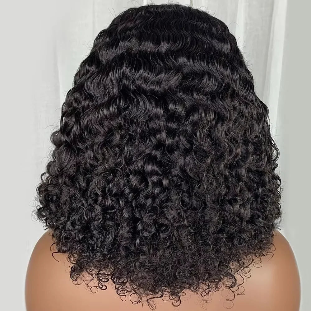 250% Density Brazilian Deep Curly Short Bob Wig | 13x4 HD Transparent Lace Front & 4x4 Deep Wave Closure Human Hair Wigs for Women