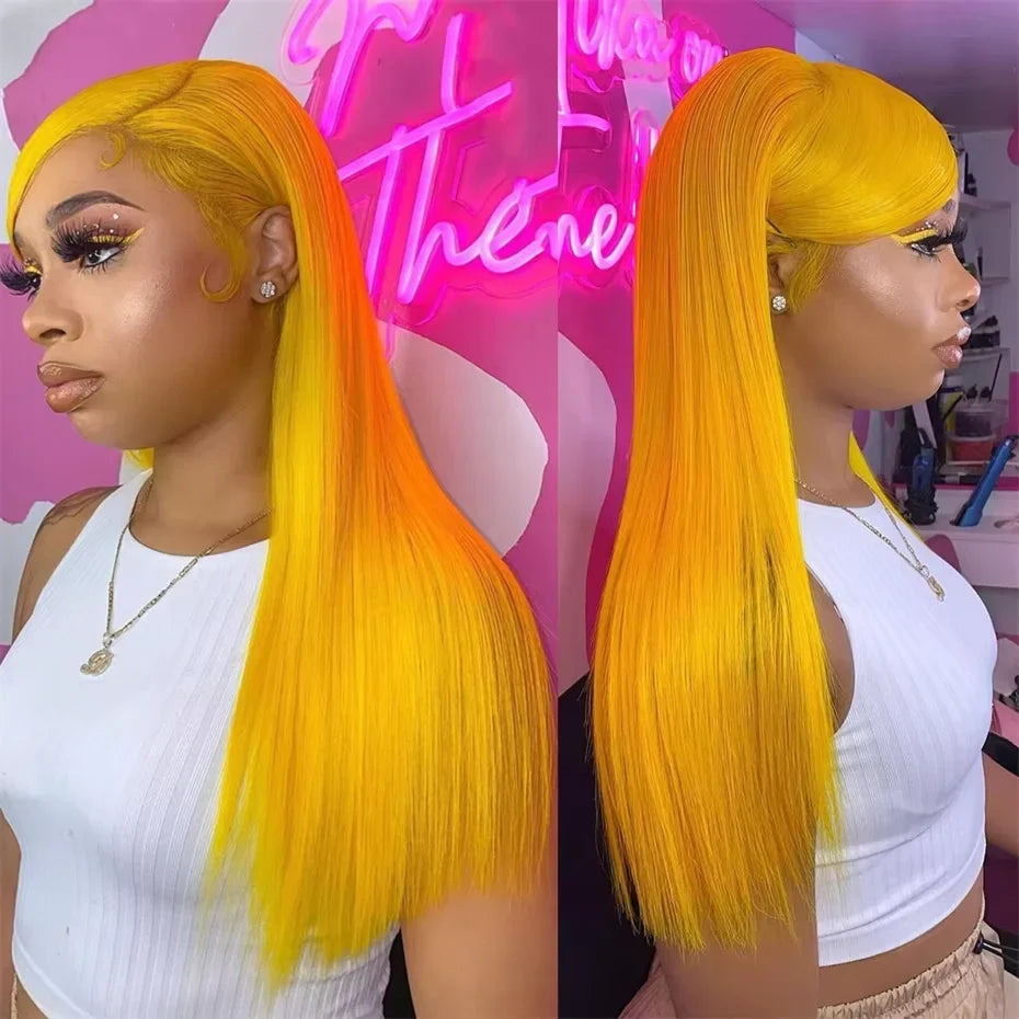 200% Density Light Yellow Straight 613 HD Transparent Lace Front Wig | 13x6 & 13x4 Lace Frontal Human Hair Wig for Women