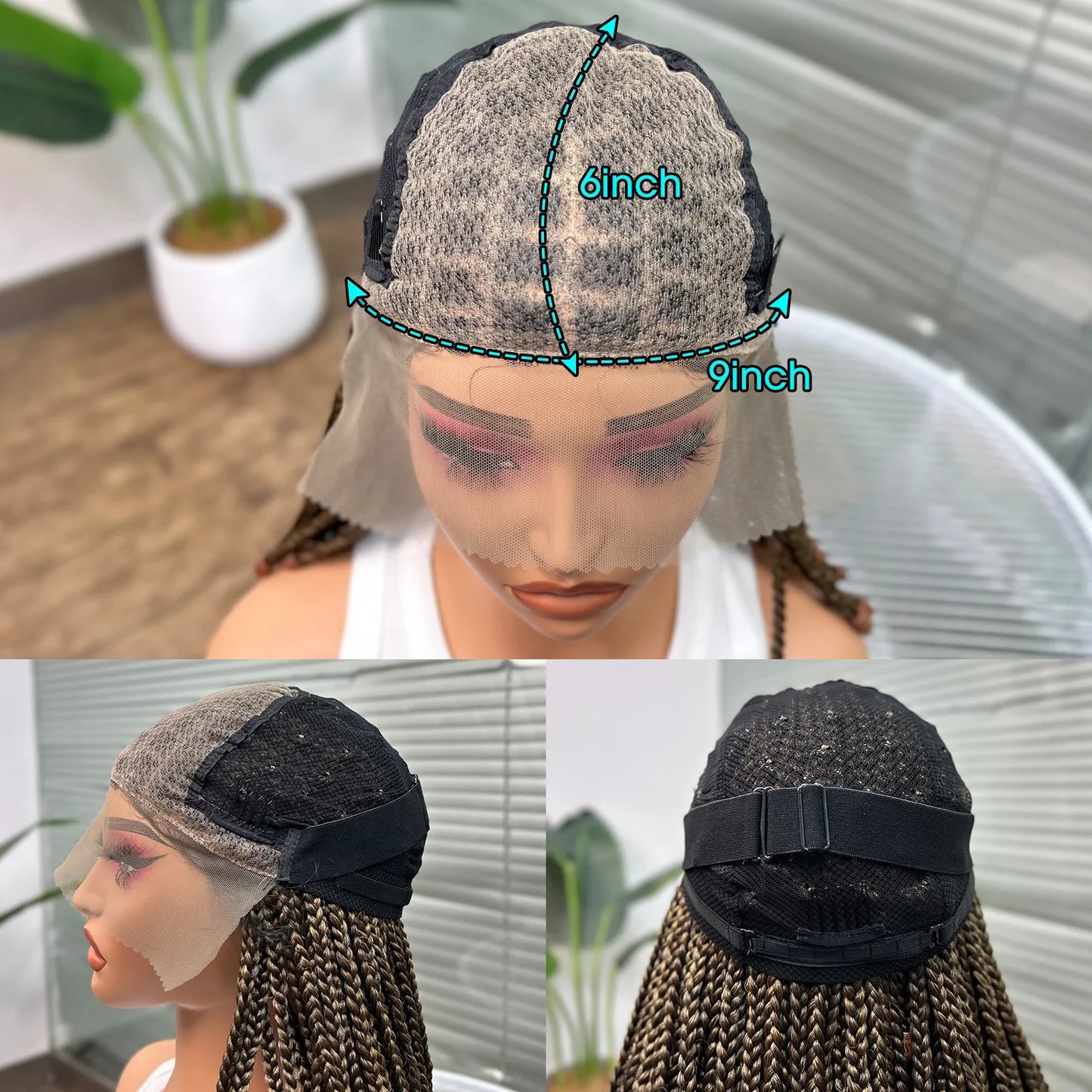 14" Short Bob Box Braided Wig with Beads | Knotless Braids | Synthetic Lace Front Wig | Baby Hair