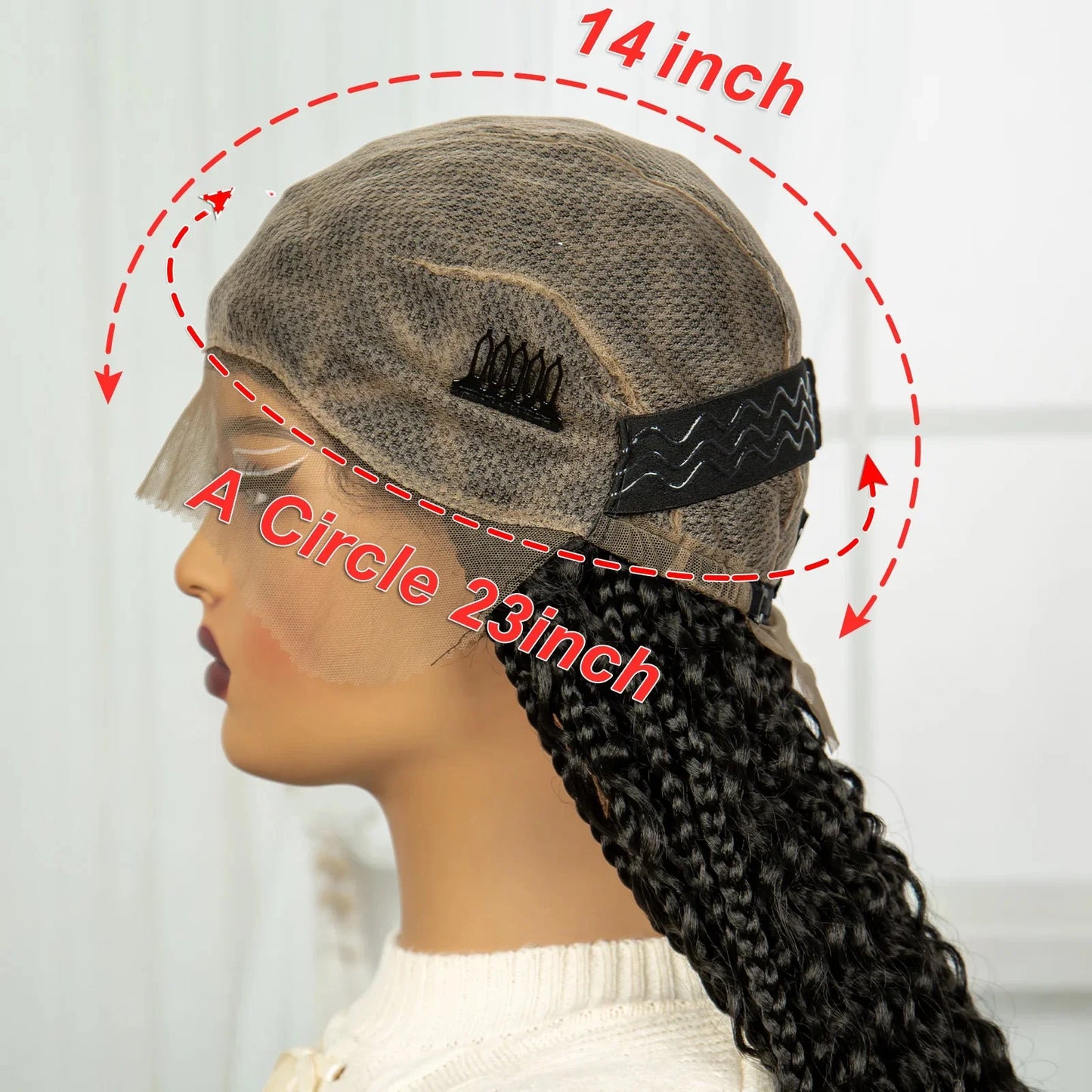 32 Inch Natural Curly Boho Box Braids Wig - Knotless - Full Lace - Synthetic - with Baby Hair