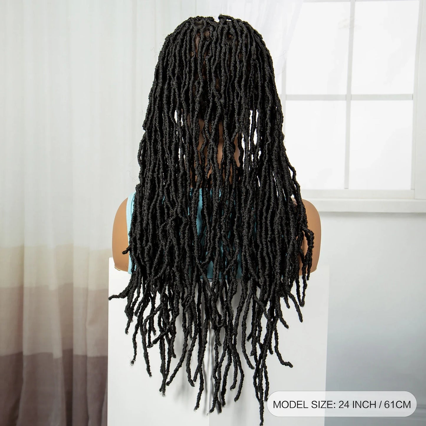 24" Knotless Box Locs Braided Wig | Full Lace Frontal Dreadlock Style