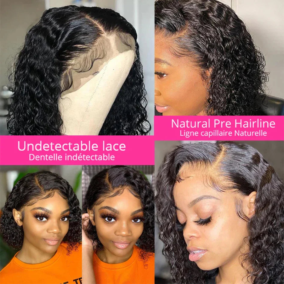 12A Kinky Curly Bob Wig | Glueless 13x4 Lace Frontal Wig | Brazilian Remy Hair