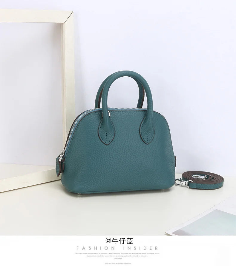 Shell Bag Women's Messenger Bag | Cow Leather Simple Shoulder Bag & Fashion Ladies Classic Handbag (Small Mobile Phone Crossbody Bag)