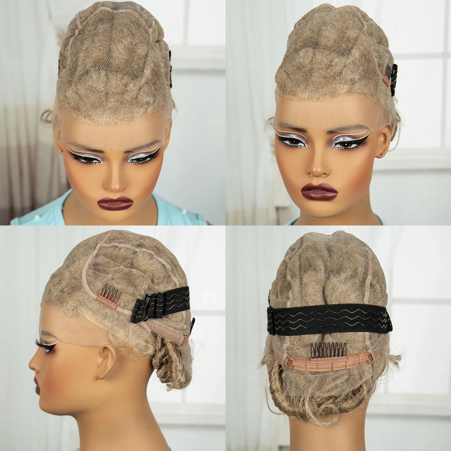 Burgundy Full Lace Synthetic Braided Wig | Knotless Box Braids & Bantu Knots | Lace Front Wig with Baby Hair for Black Women