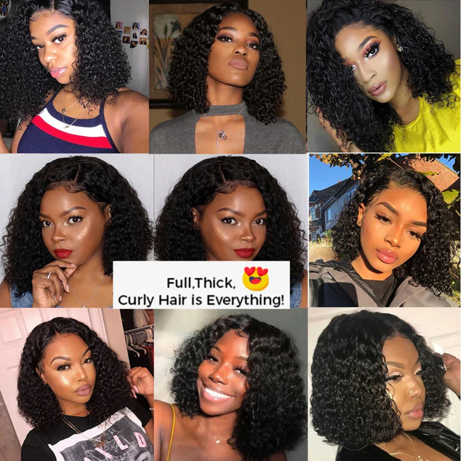 12A Kinky Curly Bob Wig | Glueless 13x4 Lace Frontal Wig | Brazilian Remy Hair
