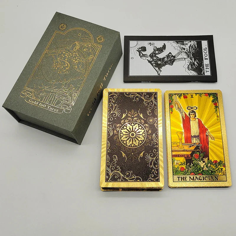New Version Black Hot Stamping Gold foil Tarot Cards Plastic Rider Oracle Deck For Beginners And Collectors