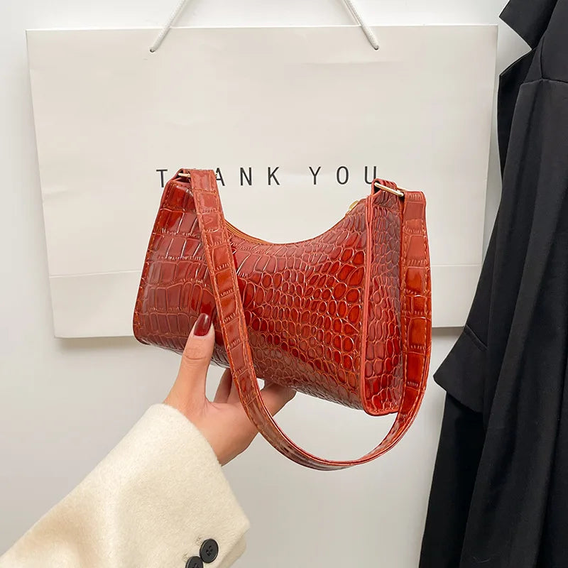 Solid Color PU Leather Women's Underarm Bag | New Luxury Designer Female Casual Shoulder Bag (Tote Clutch Purse & Banquet Handbag)