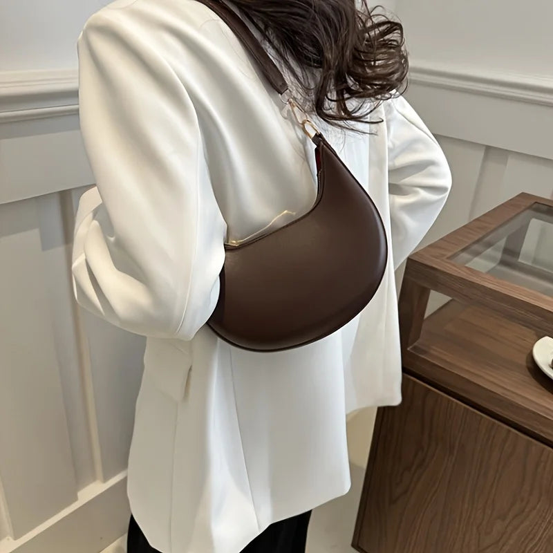 New Fashionable High-End Moon-Shaped Baseball Bag | Luxury Women's Single Shoulder Bag (Sequined Vintage Handbag)